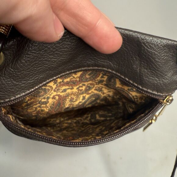 Gio Made in Italy Leather Crossbody Coin Phone Wallet Dark Brown 6.5"x9" EUC - Picture 10 of 14